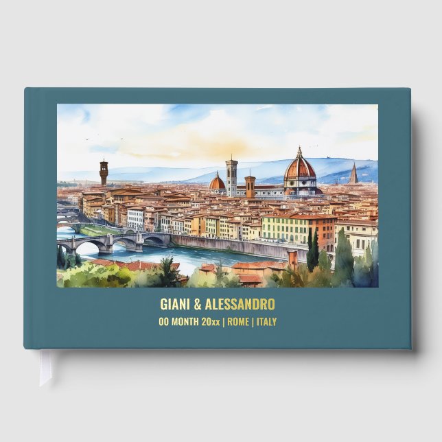 Livre D'or Véritable feuille Florence aquarelle destination m (Recto)