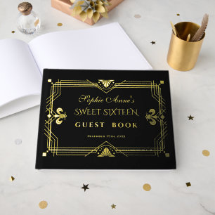 Livre D'or Véritable Foil Gold Black Sweet sixteen Party