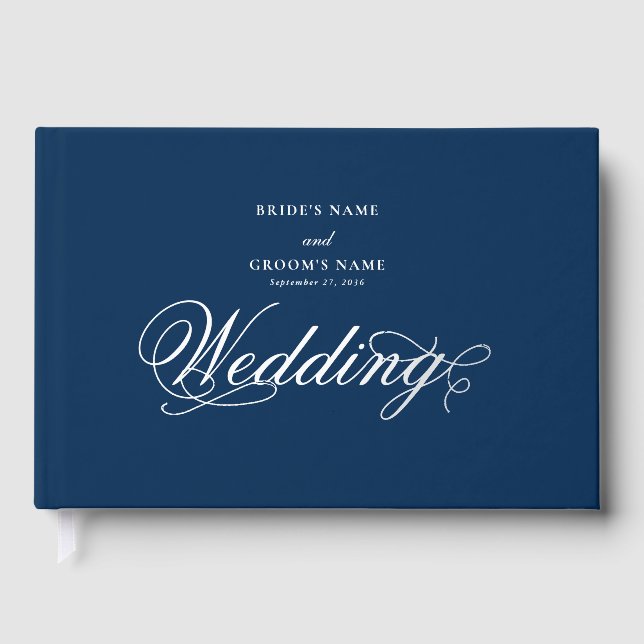 Livre D'or Véritable Mariage Bleu Luxe Elégant (Recto)
