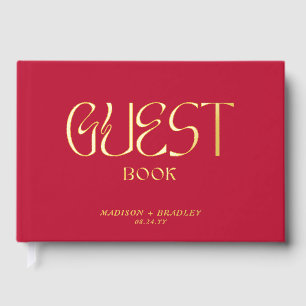 Livre D'or Véritable Mariage de script de calligraphie rouge 