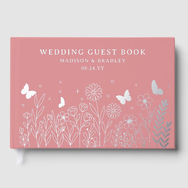 Livre D'or Véritable Mariage floral élégant (Recto)