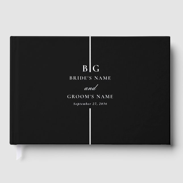 Livre D'or Véritable Mariage Monogramme Élégant minimal (Recto)