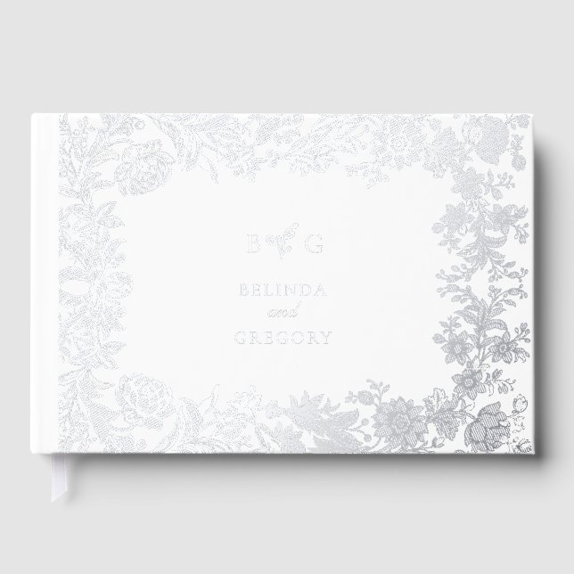 Livre D'or Véritable Mariage végétal en argent élégant (Recto)