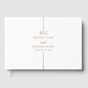 Livre D'or Véritable Rose Gold Foil Minimal Monogramme Mariag