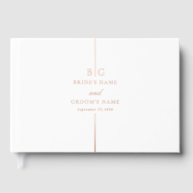 Livre D'or Véritable Rose Gold Foil Minimal Monogramme Mariag (Recto)