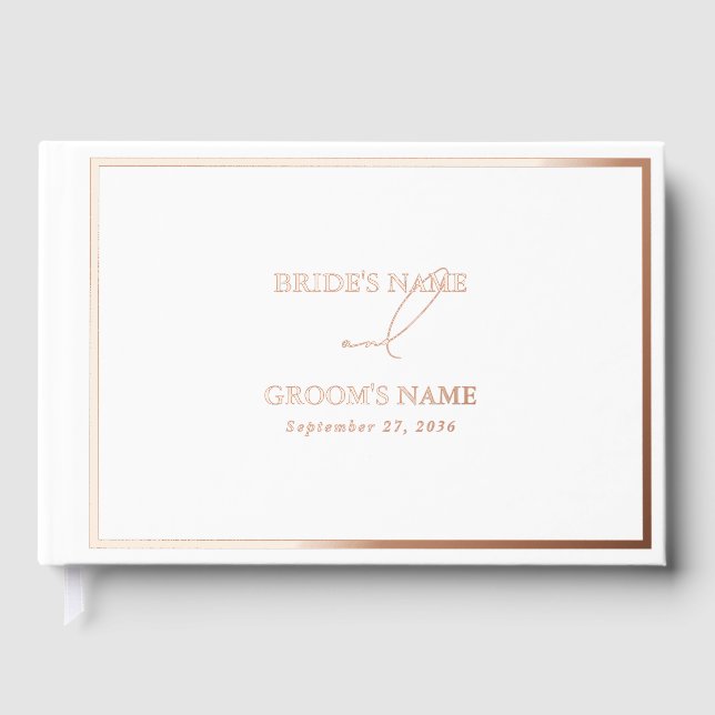 Livre D'or Véritable Rose Gold Foil Moderne Mariage blanc (Recto)
