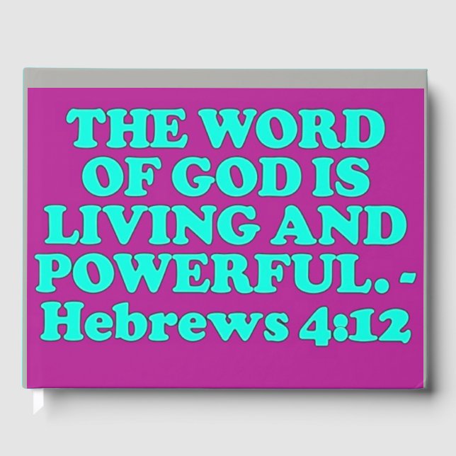 Livre D'or verset biblique des Hébreux 4:12. (Recto)