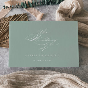 Livre D'or Vert blanc moderne Mariage de calligraphie