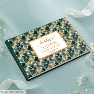 Livre d'or vert profond mariage avec botaniques