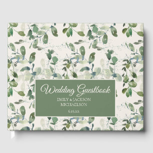 Livre D'or Vert sauge Feuilles d'eucalyptus Crème Mariage