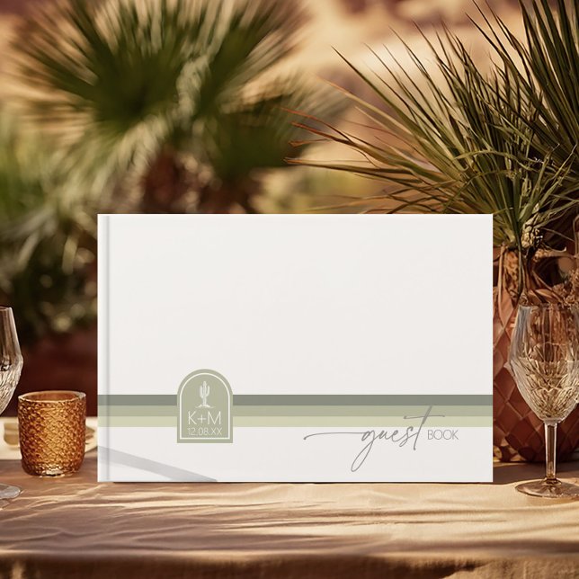 Livre D'or Vibes désertiques Mariage Stripe Sage ID1019 (Créateur téléchargé)