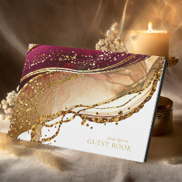Livre D'or Vin rouge Mariage Abstrait Sparkling ID1018