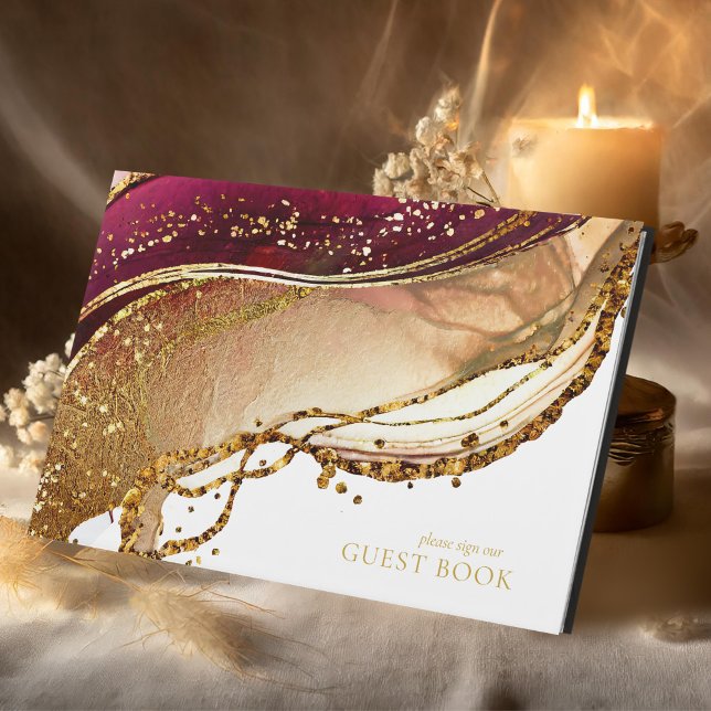 Livre D'or Vin rouge Mariage Abstrait Sparkling ID1018 (Créateur téléchargé)