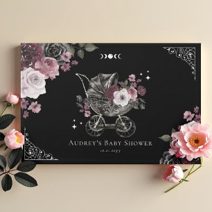 Livre D'or Vintage Floral Black gothique poussoir Baby shower