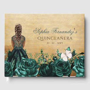 Livre D'or Vintage Princesse Papillon Vert Quinceañera