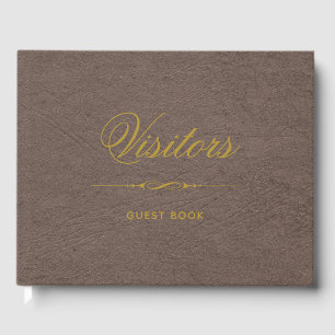 Livre D'or Visiteurs Élégant Faux Cuir et Or