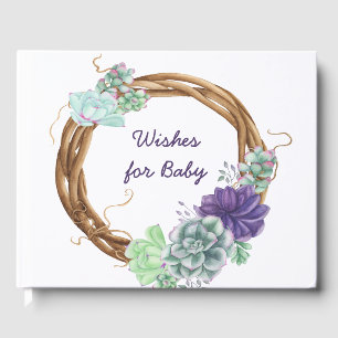 Livre D'or Voeux pour bébé - Rustic Succulents Baby shower