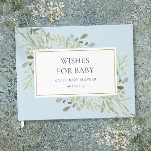Livre D'or Voeux pour bébé vert Baby shower bleu garçon