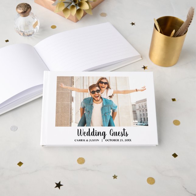 Livre D'or Votre photo sur le Mariage de couverture (Recto ouvert)