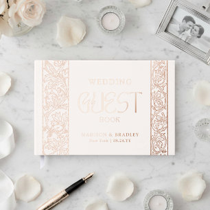 Livre D'or Vrai feuilleté floral vintage crème Mariage