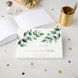 Livre D'or Watercolor Eucalyptus Wedding | White