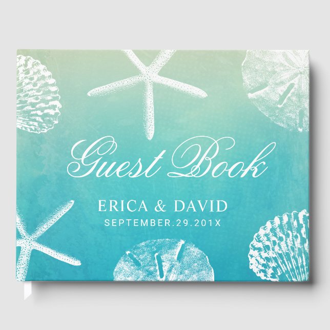 Livre D'or Watercolor Seashells Beach Wedding (Recto)