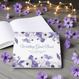 Livre D'or Watercolor Violet Purple Flowers Wedding