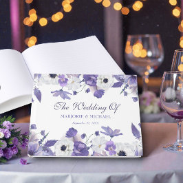 Livre D'or Watercolor Violet Purple Flowers Wedding