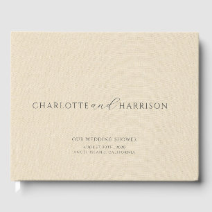 Livre D'or Wedding shower personnalisé Champagne Faux Linen
