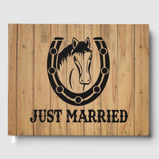Livre D'or Western Bois Mariage Horse équestre Rustique (Recto)