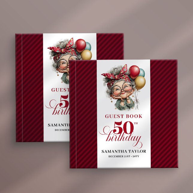 Livre D'or Whimsical fun 50th party lady guest signature book (Whimsical fun 50th party lady guest signature book)