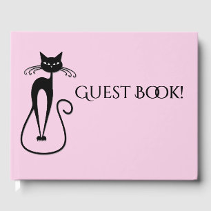Livre D'or Whimsical Skinny Chat noir rose