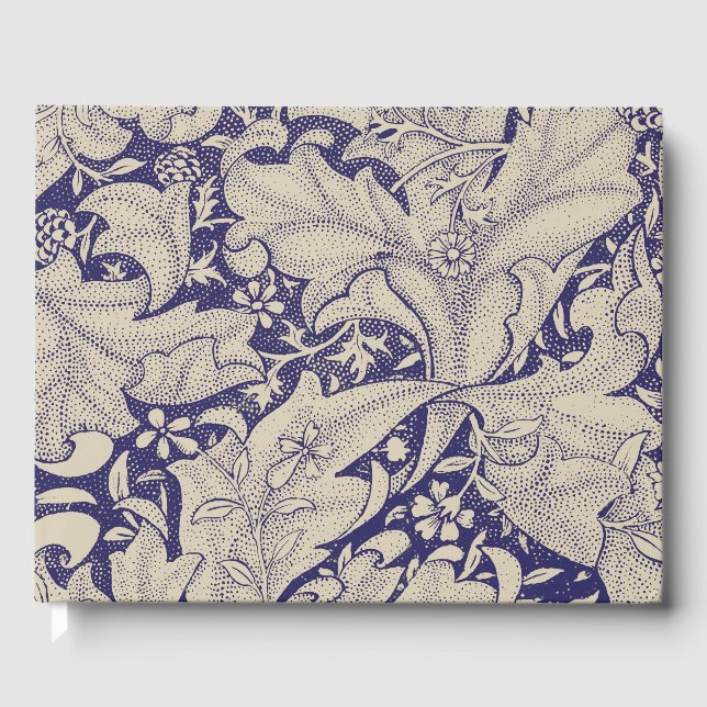 Livre D'or William Morris Wallflower bleu damas floral (Recto)