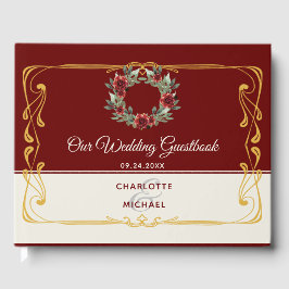 Livre D'or Wreath avec Gold Frame Mariage Guides
