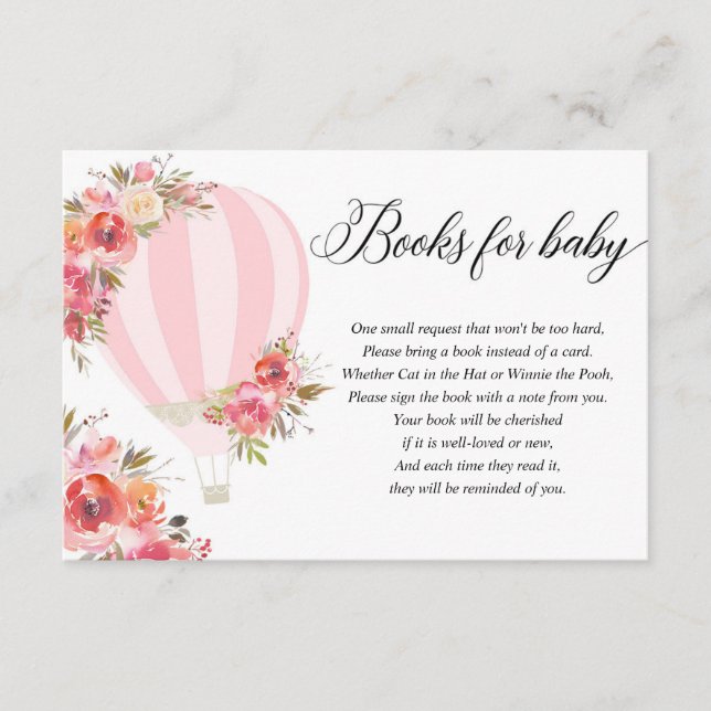 Livre floral rose montgolfière au lieu de carte (Devant)