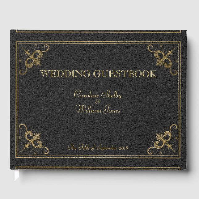 Livre vintage Mariage livre en cuir livre d'or liv (Recto)
