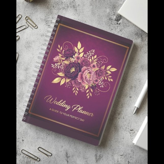 Livre Wedding planner Maroon & Gold de luxe (Créateur téléchargé)