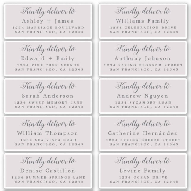 Livrer au Mariage de calligraphie Étiquette de adr (Devant)