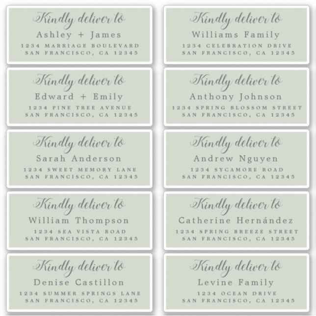 Livrer au Mariage de calligraphie Étiquette de adr (Devant)