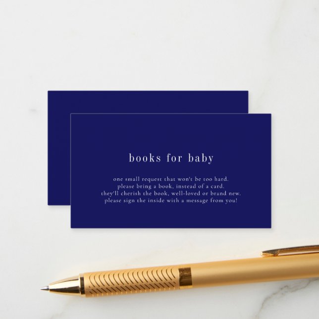 Livres bleus pour carte Baby shower (Devant/Arrière en situation)