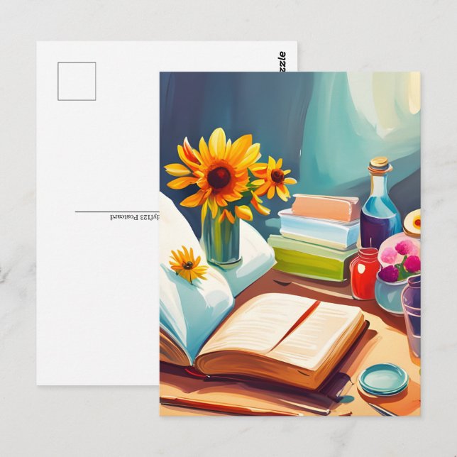 Livres, carte postale pour les postes (Devant / Derrière)