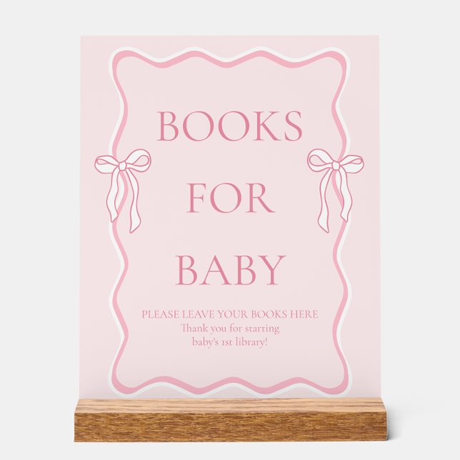 Livres de Baby shower pour bébé avec Bow rose (Créateur téléchargé)