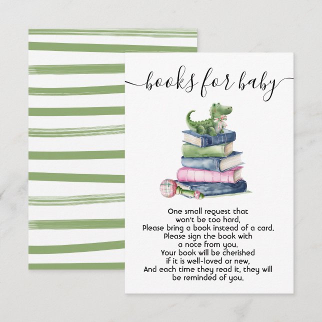 Livres de baby shower préppy pour carte bébé (Devant / Derrière)