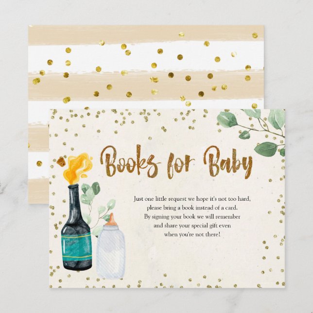 Livres de bouteilles pour carte Baby shower bébé (Devant / Derrière)