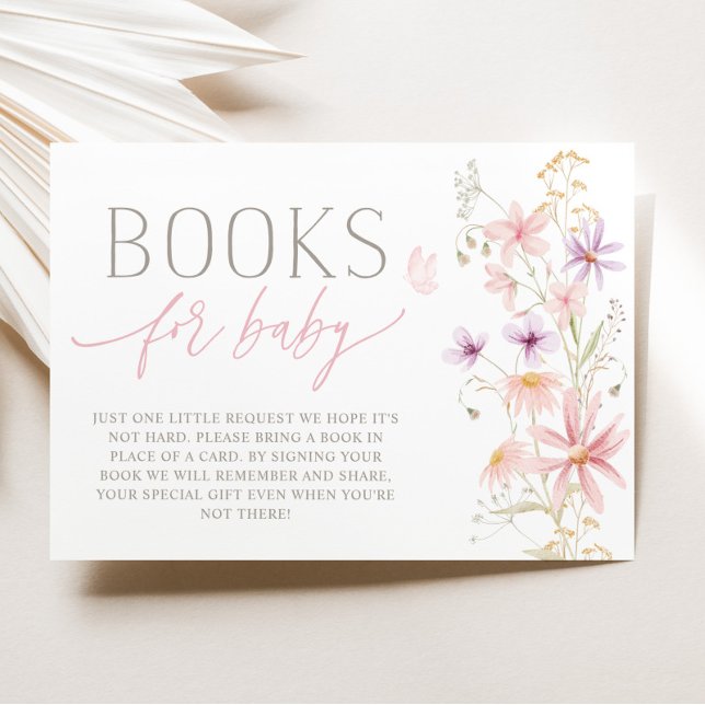 Livres de douche de bébé Fleur sauvage pour carte  (Wildflower Baby Shower Books For Baby Card | Matching items available.)