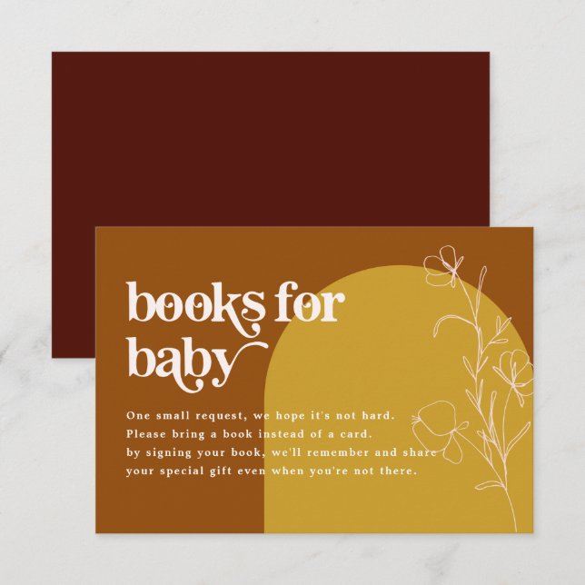 Livres de FARRAH Retro 70 pour carte Baby shower (Devant / Derrière)