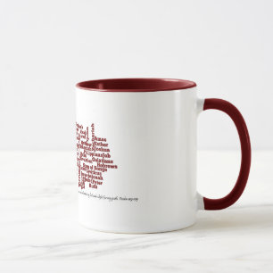 Livres de la bible. Lettrage rouge sur la tasse