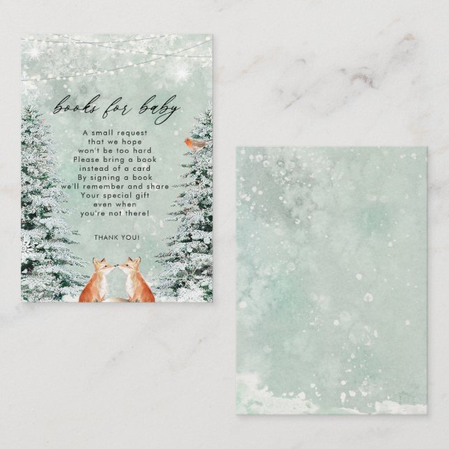 livres de renard de forêt d'hiver pour la carte de (Devant / Derrière)