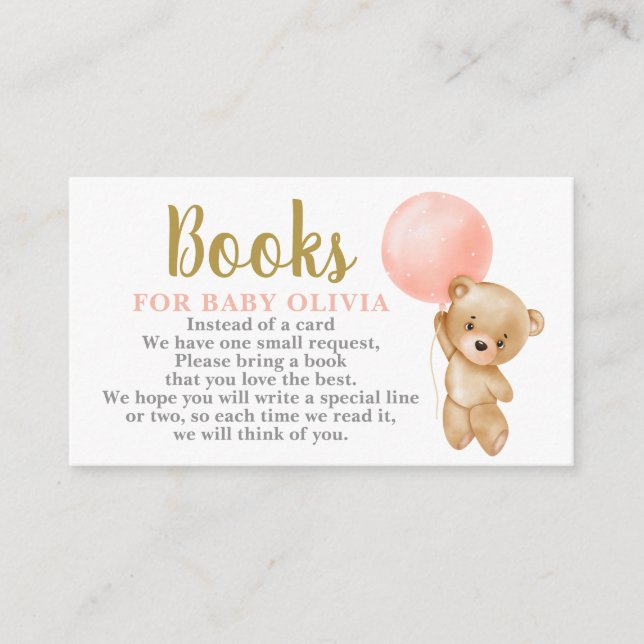 Livres d'ours en Teddy rose pour la carte de deman (Devant)