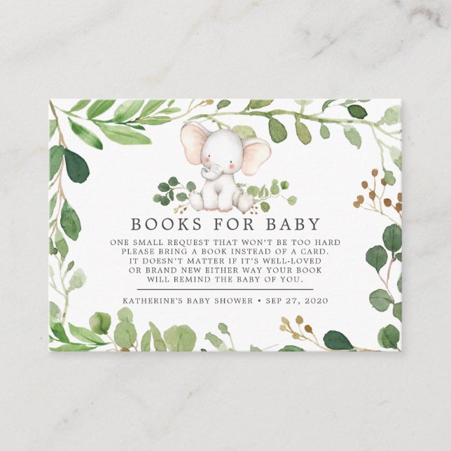 Livres éléphants pour carte Baby shower bébé (Devant)